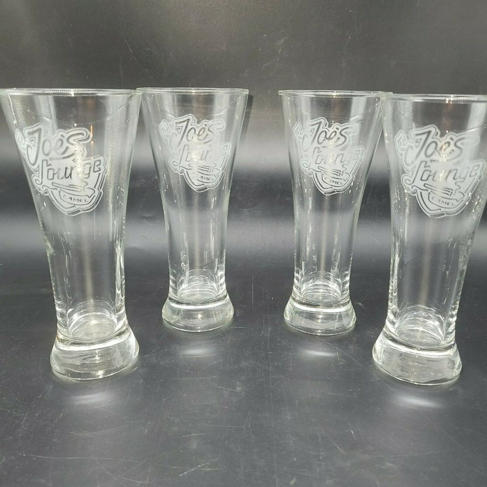Camel Joe's Lounge Set of 4 Pilsner Glasses New in Box 7 1/2" tall